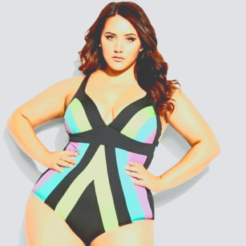 City Chic color block Swimsuit